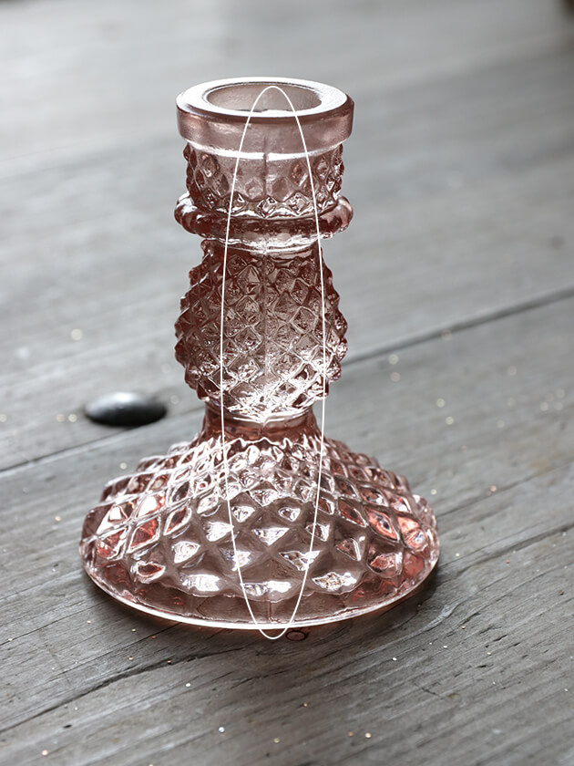 GOODWILLガラスキャンドルホルダーELEGANTピンク10cm ～ サラグレース