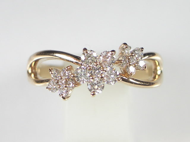 K18PG ピンクゴールドダイヤモンド フラワー リング(7号）【限定セール
