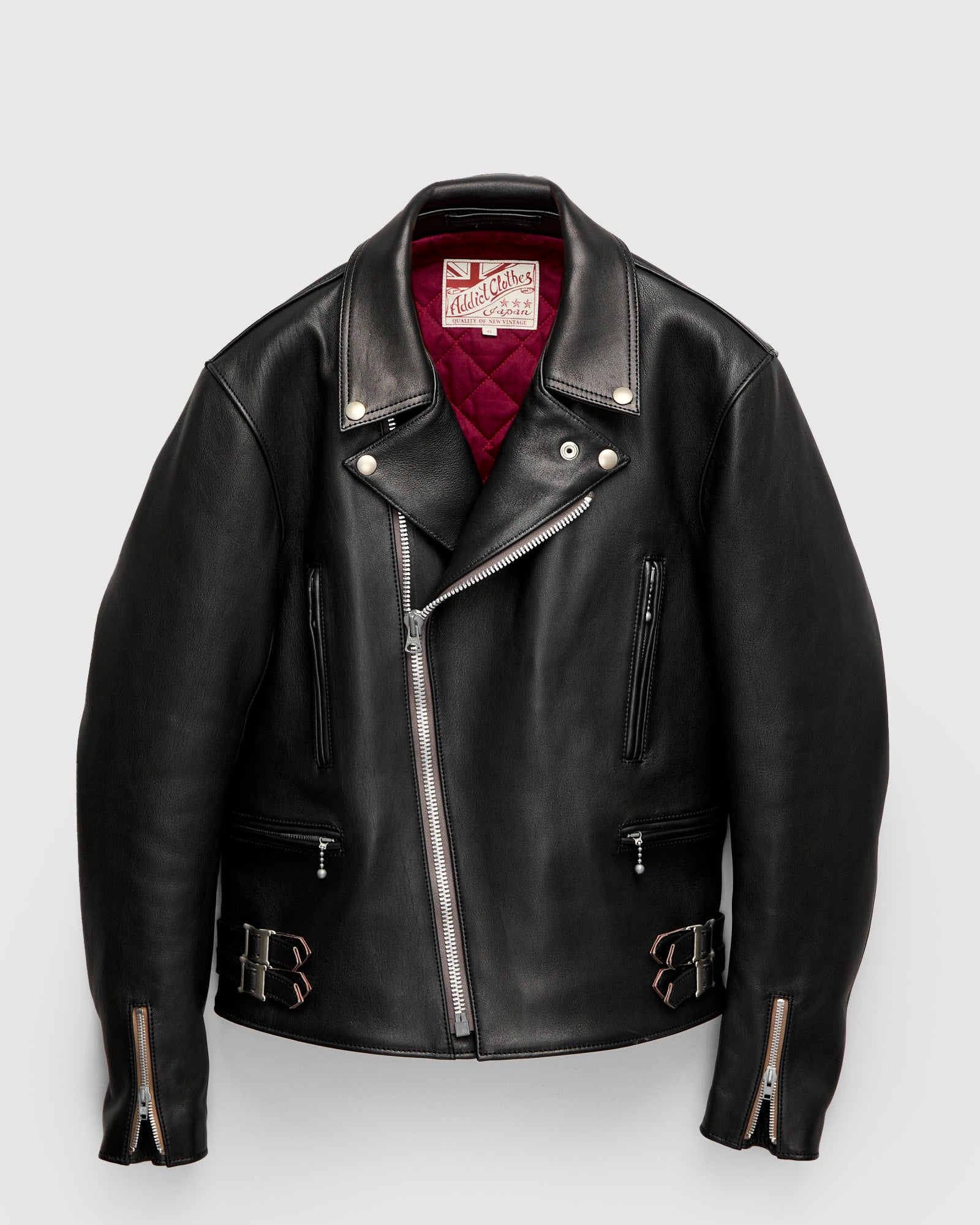 AD-02 Sheepskin Double Riders Jacket in Black Teacore – Blue Owl