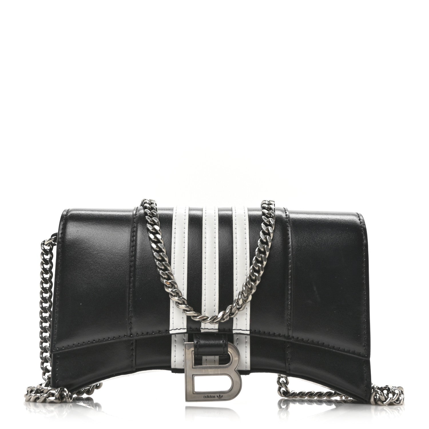 Balenciaga X ADIDAS Box Calfskin Hourglass Chain Bag Black 1736538