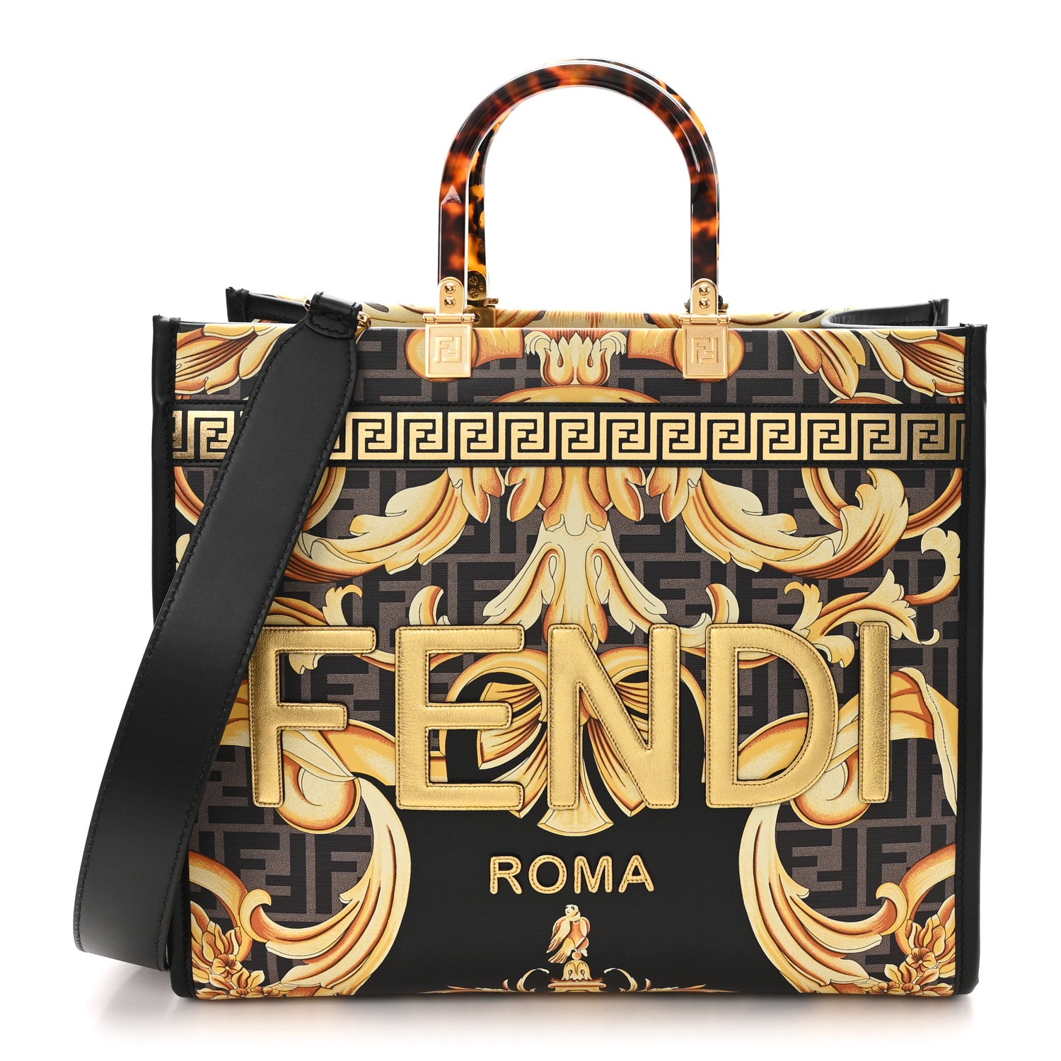 Fendi X VERSACE Calfskin Plexiglass Fendace FF Baroque Print