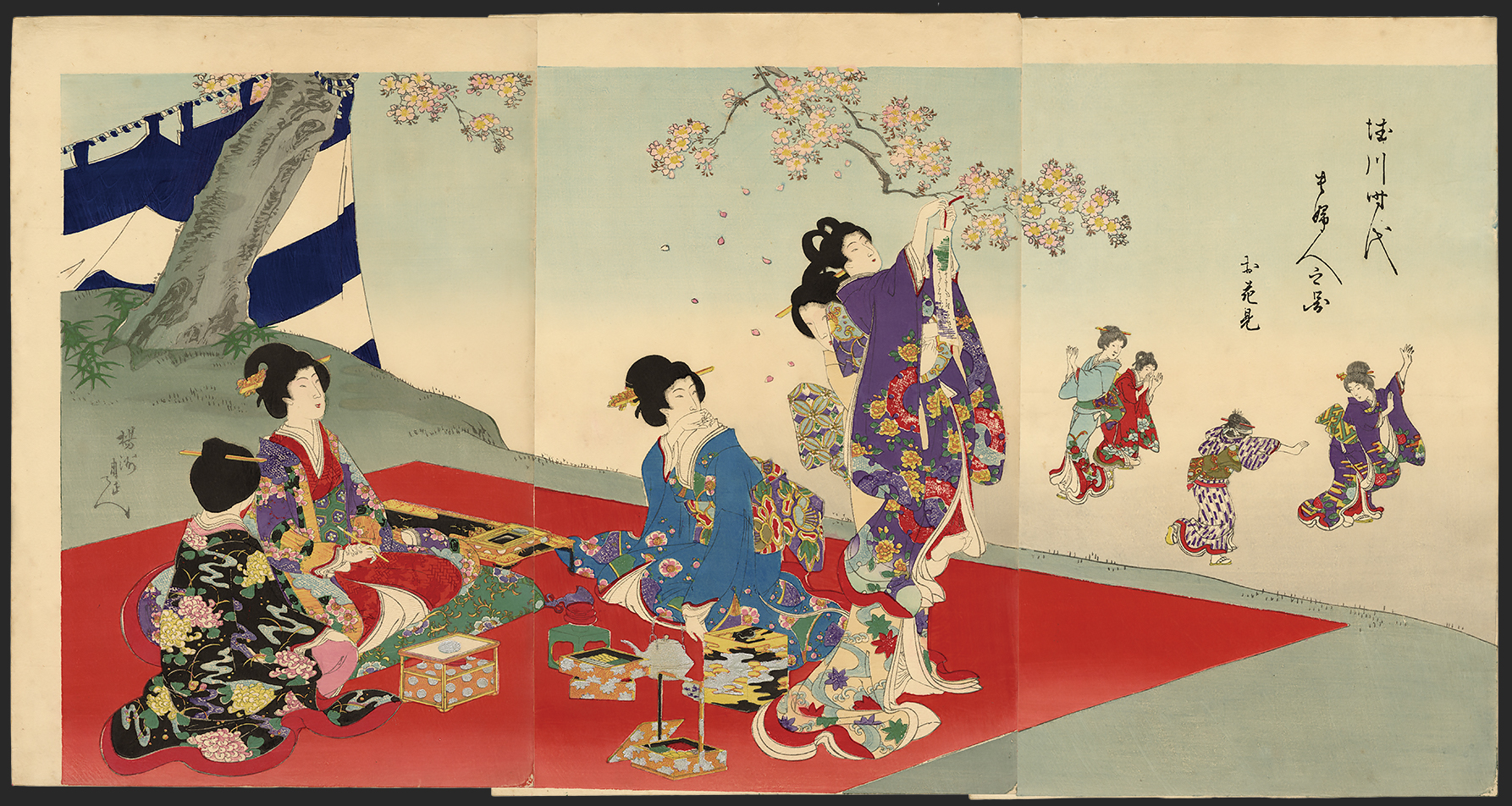 周延 Chikanobu「 徳川時代貴婦人の図 お花見」 Ladies of the