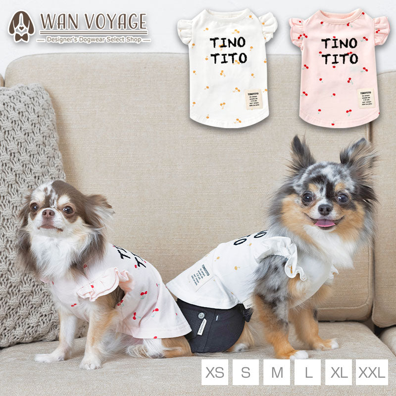 チェリー柄袖フリルタンク XS/S/M/L/XL/XXL TINOTITO -ティノティート