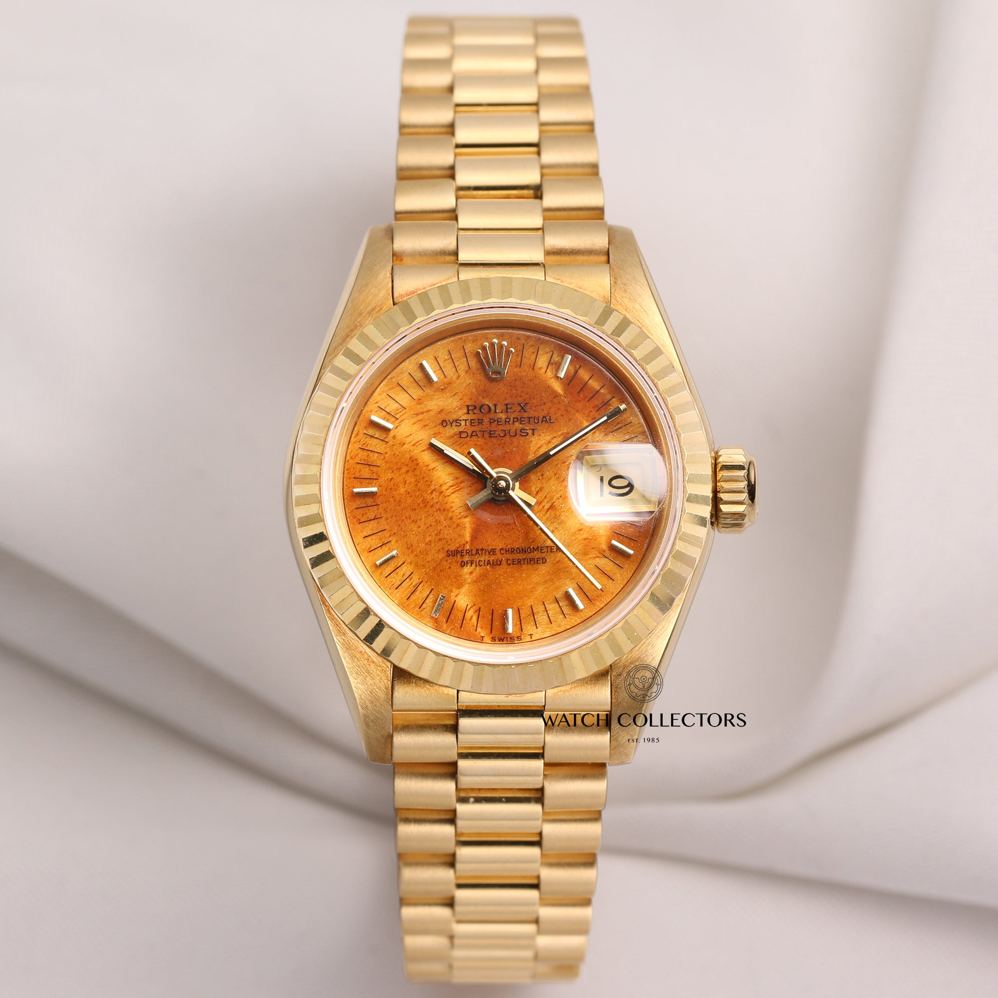 Rolex Lady DateJust 69178 Rare Wood dial 18K Yellow Gold