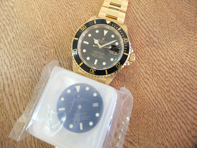 ロレックス サブマリーナ 18KYG 横穴なし M番 青文字盤付き Ref.16618