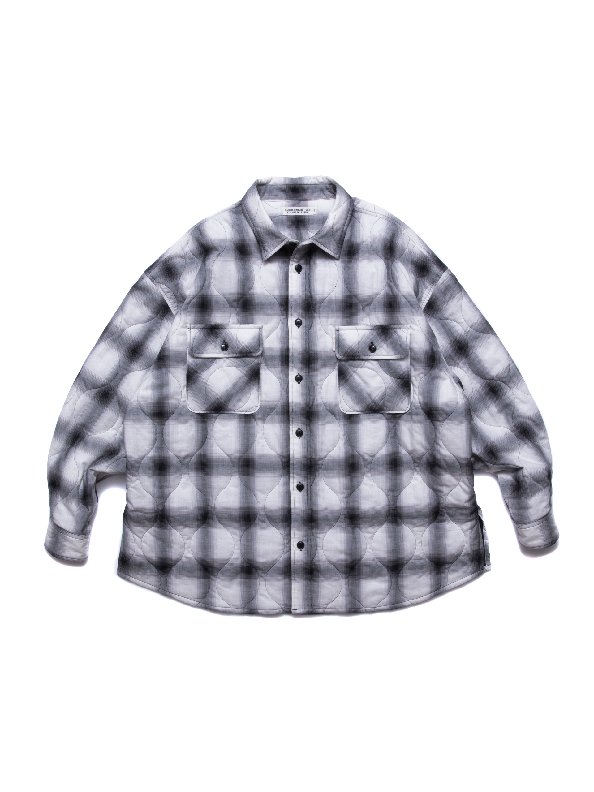 COOTIE / Ombre Check Quilting CPO Jacket -Off White×Black- | 80
