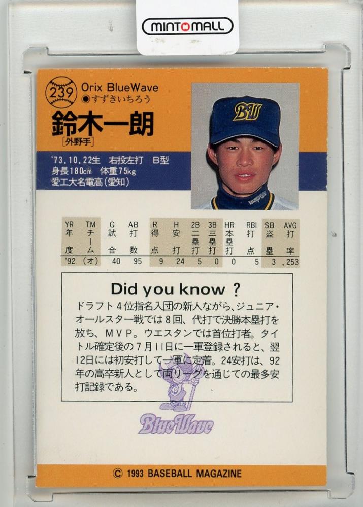 ミントモール / MINT 新宿店 / 1993 BBM イチロー #239 RC オリックス