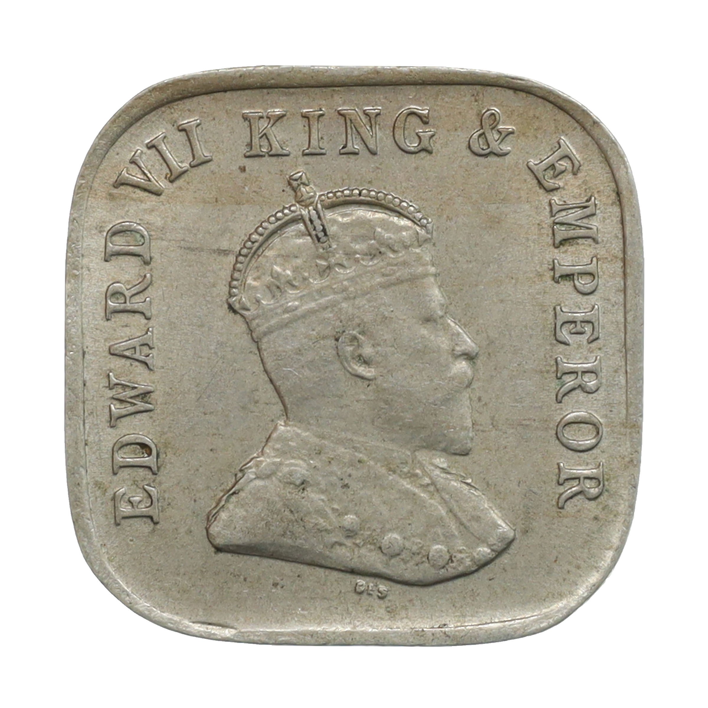 イギリス領インド 1908年 1ルピー 銀貨 エドワード7世 パープルトーン