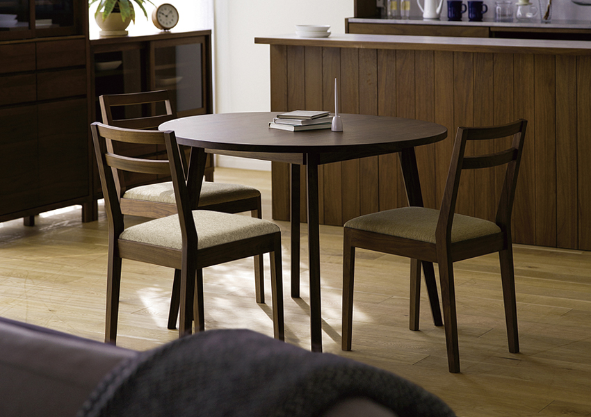 プレーンラウンド ダイニングテーブル WALNUT(Φ90/105/120×H70cm)税込