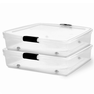Homz 56 Qt Full/Queen Underbed Clear Plastic Latching Storage