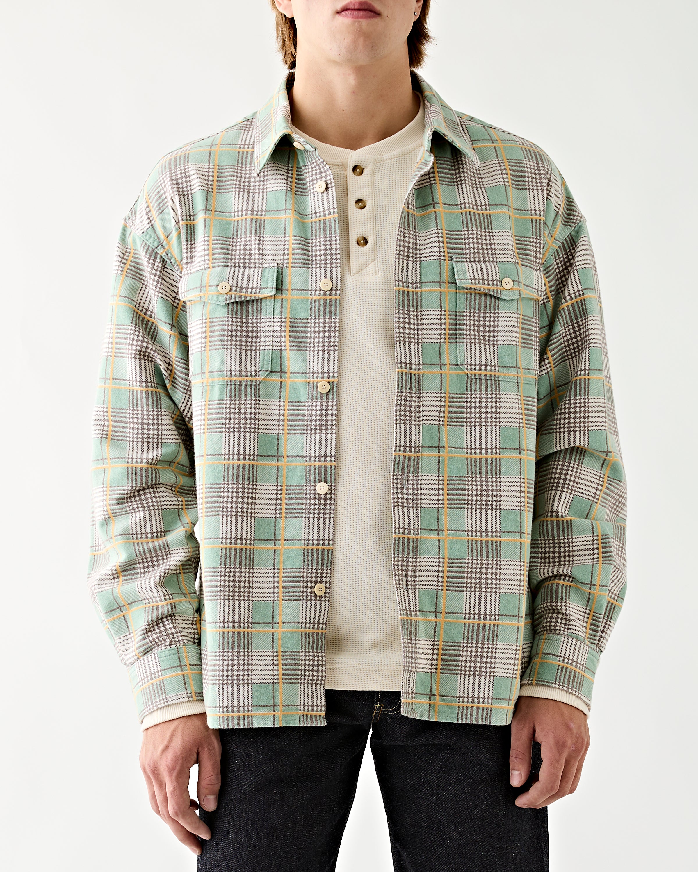 Visvim – Pioneer Check Shirt Light Green – Tenue de Nîmes