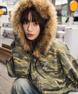 Vintage styles Pearl logo Fur zip hoodie – That's life online store