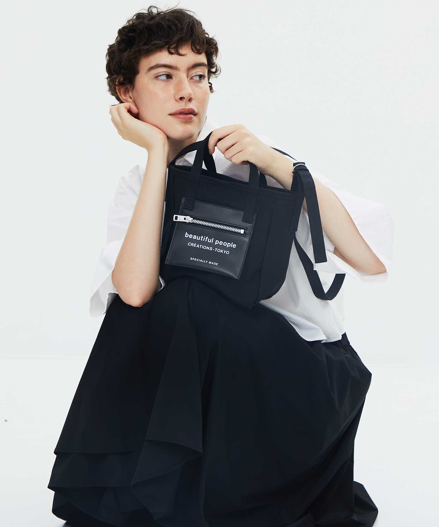 別注 Logo Leather Pocket Mini Tote Bag(FREE BLACK): beautiful