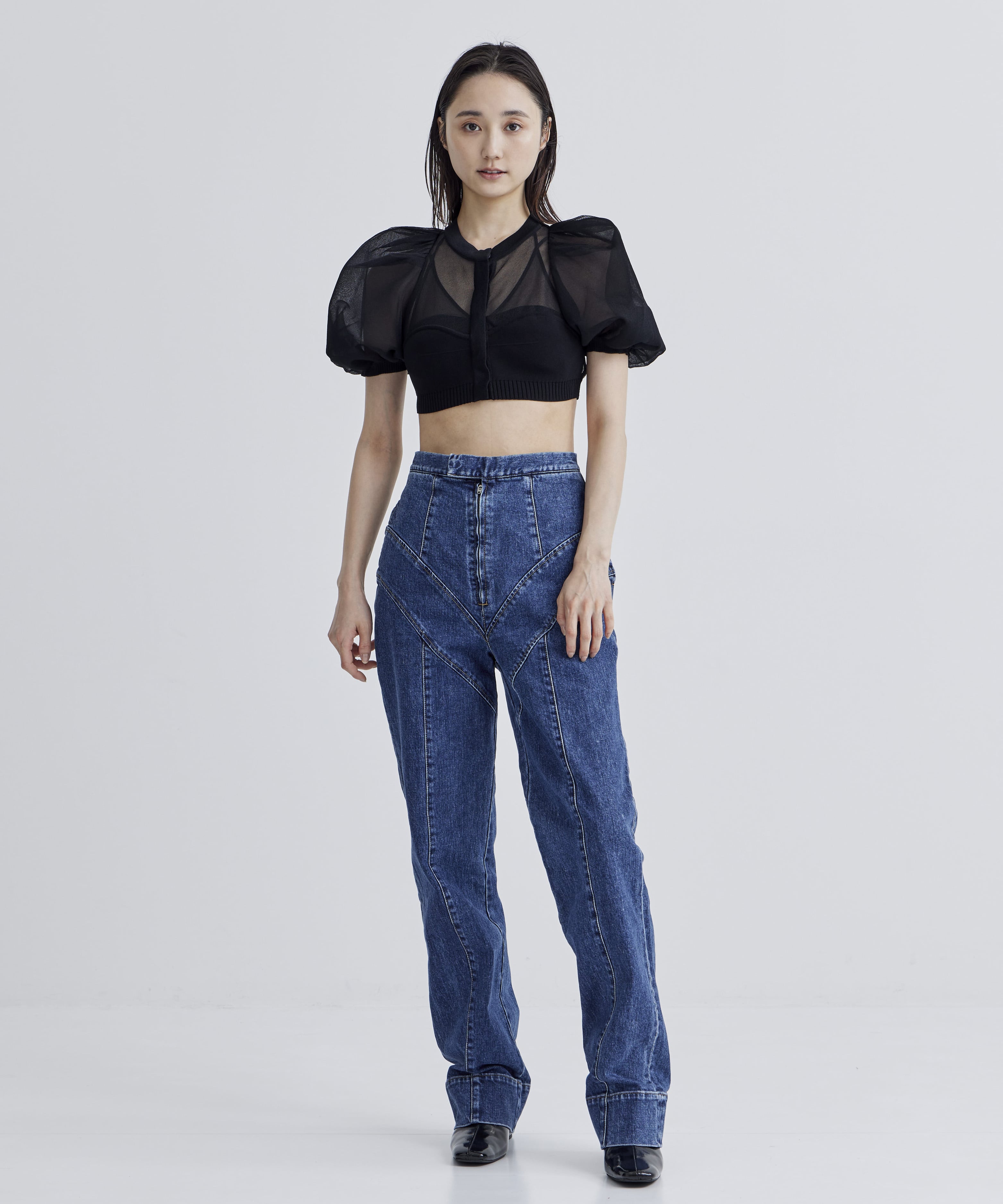 FTC234-0602 FETICO WASHED HIGH RISE STRAIGHT JEANS