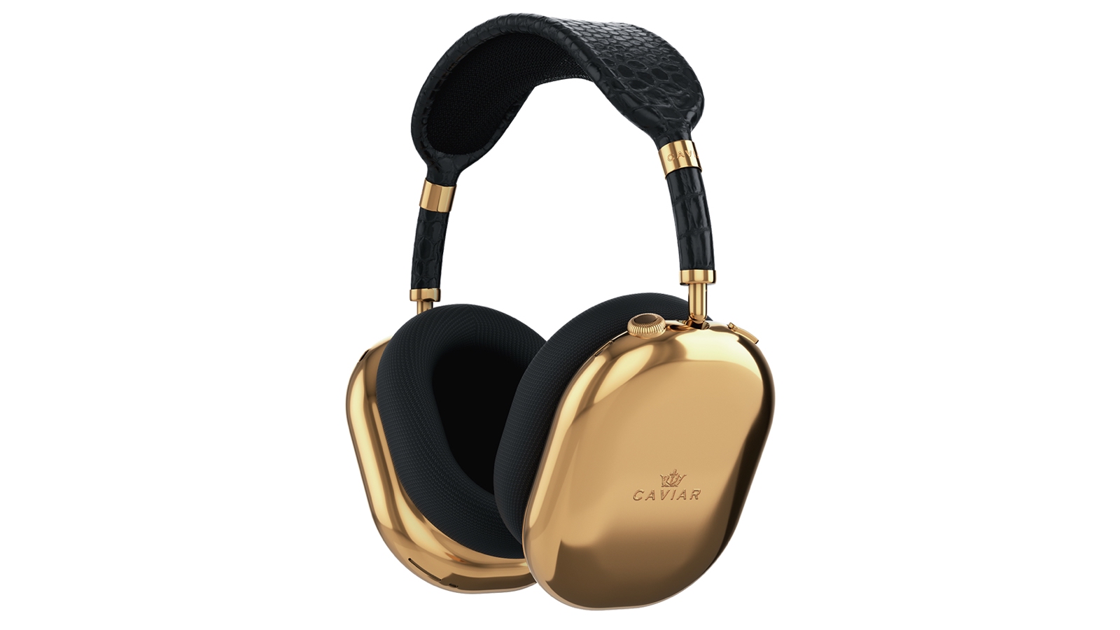 Caviar AirPods Max Gold Black features earcups made from 750 grams