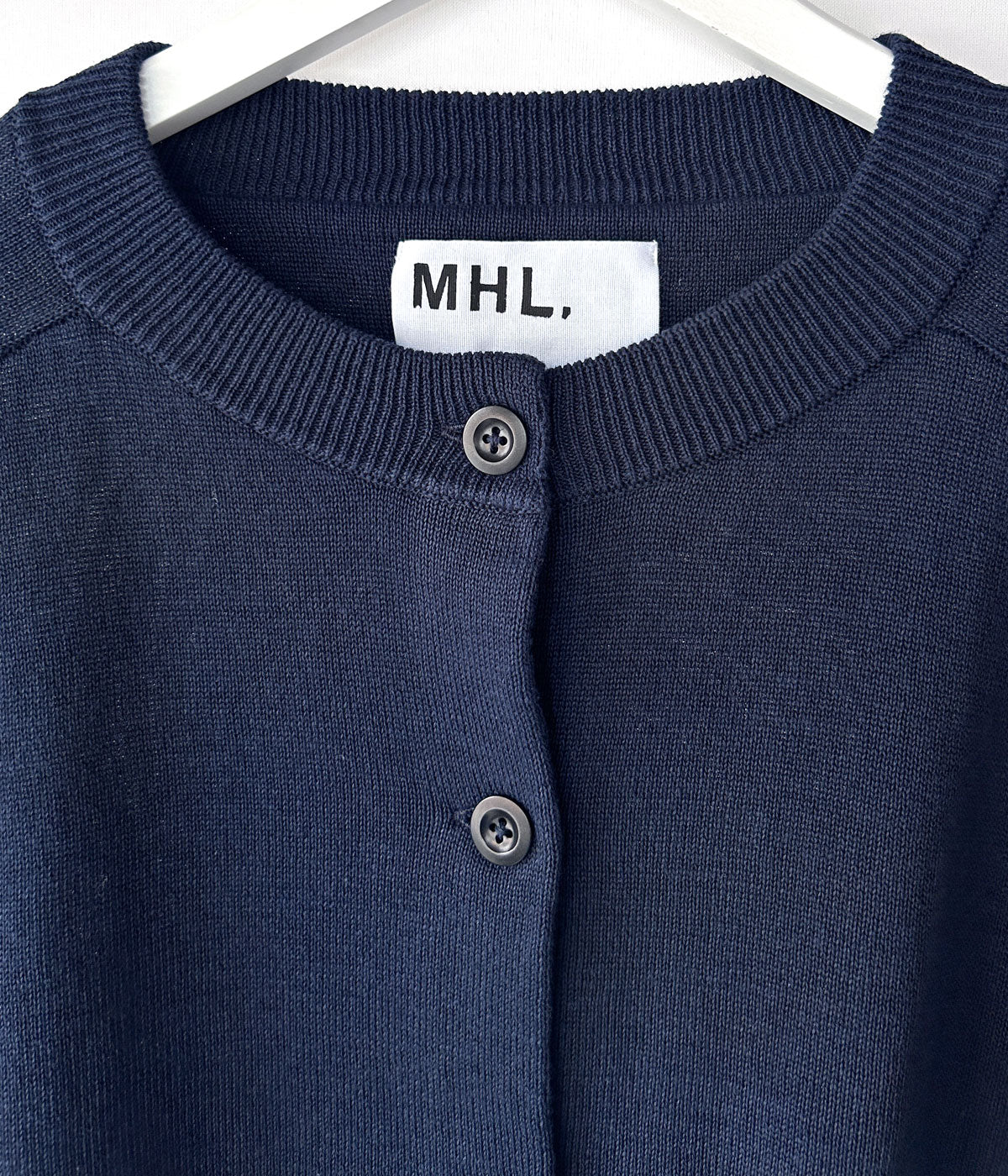 MHL./COATED DRY COTTON CARDIGAN WOMENS (NAVY)