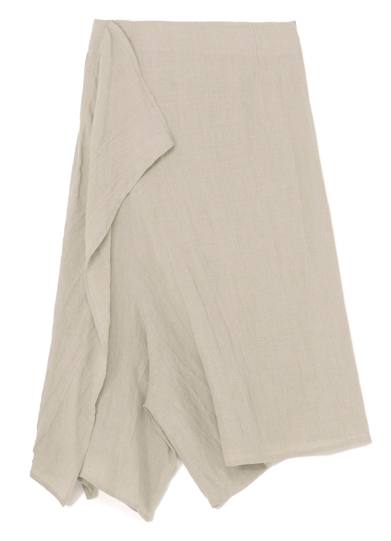 NATURAL WASHED LINEN DRAPE DETAIL SKIRT PANTS(XS Ivory): Vintage