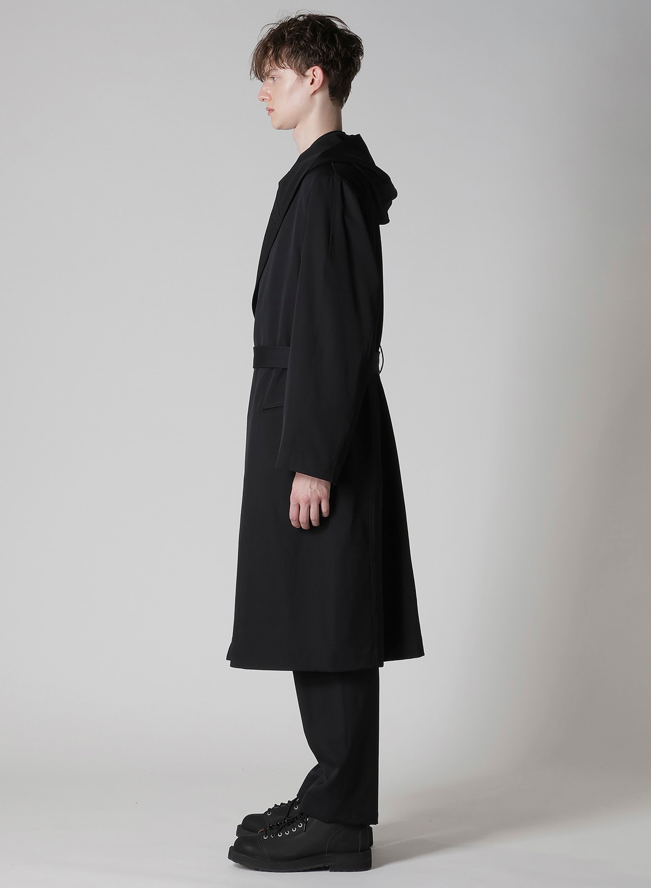 REGULATION GABARDINE 4BUTTONS HOODED COAT(S Black): Yohji Yamamoto