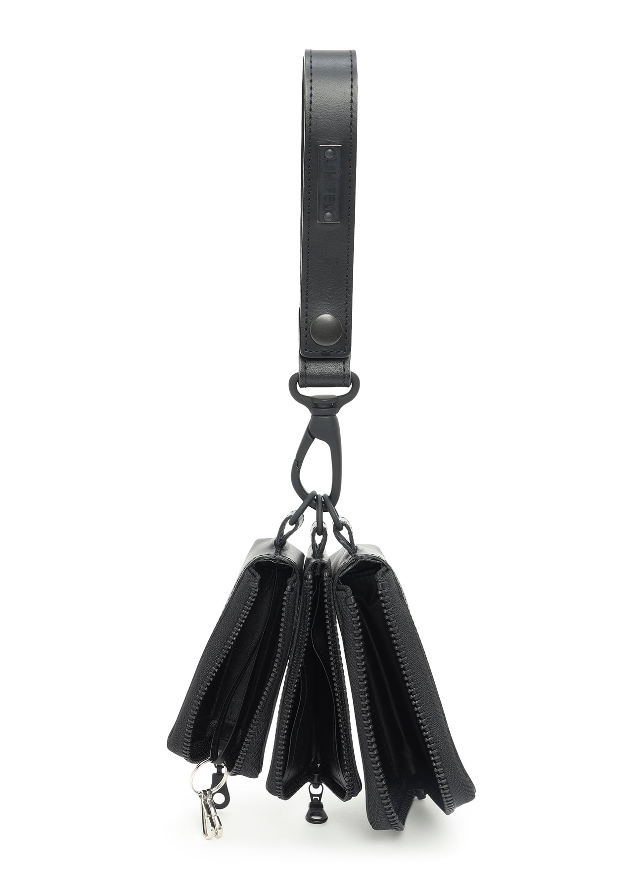 MATTE STEER LEATHER 3LAYERS POUCH(FREE SIZE Black): LIMI feu｜THE