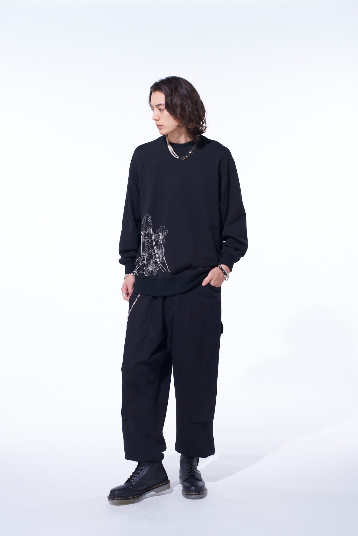 TWILL TERRY MIX DOUBLE-KNEE SWEATPANTS(M Black): S'YTE｜THE SHOP