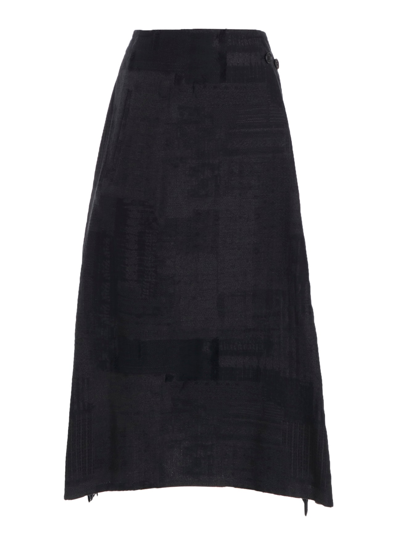 PATCHWORK JACQUARD WRAP-LIKE FLARE SKIRT(XS Grey): Vintage 1.2