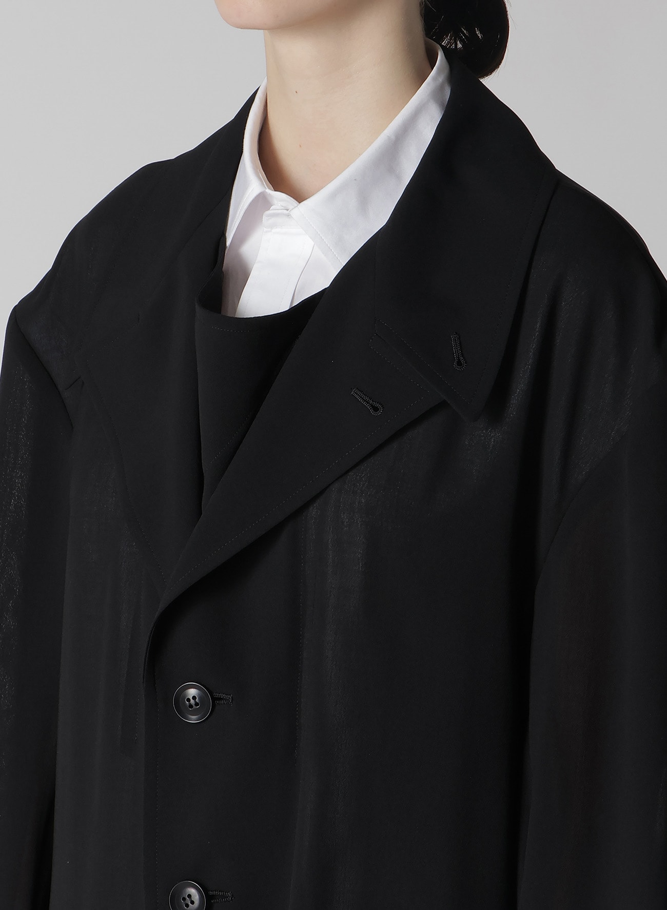 PE/STRONG TWISTED CLOTH BIG JACKET(XS Black): Vintage 1.1｜THE