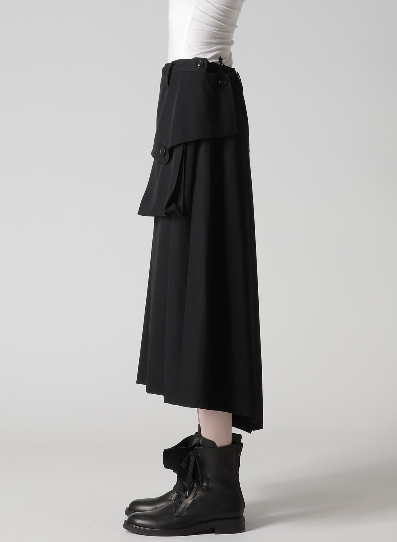 WOOL GABARDINE Y BIG FLAP SKIRT(XS Black): Y's｜THE SHOP YOHJI