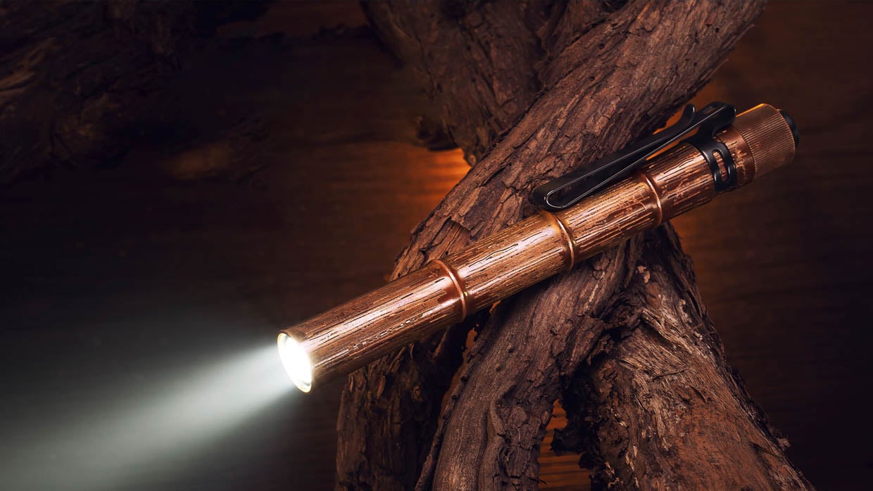 This Unique Copper Flashlight Looks Like Bamboo