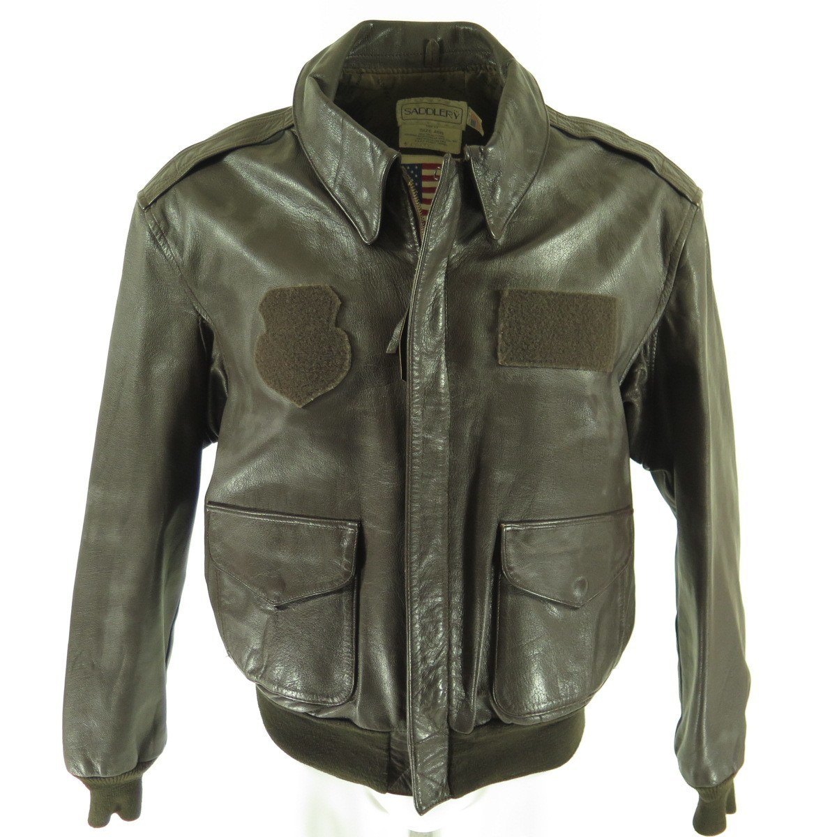 Vintage 90s Goatskin Leather A-2 Flight Jacket Mens 46 Map Liner