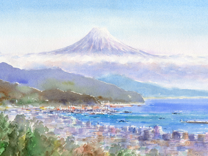 受注制作します 水彩画原画 富士山遠望・日本平 ＃544 | syoumei