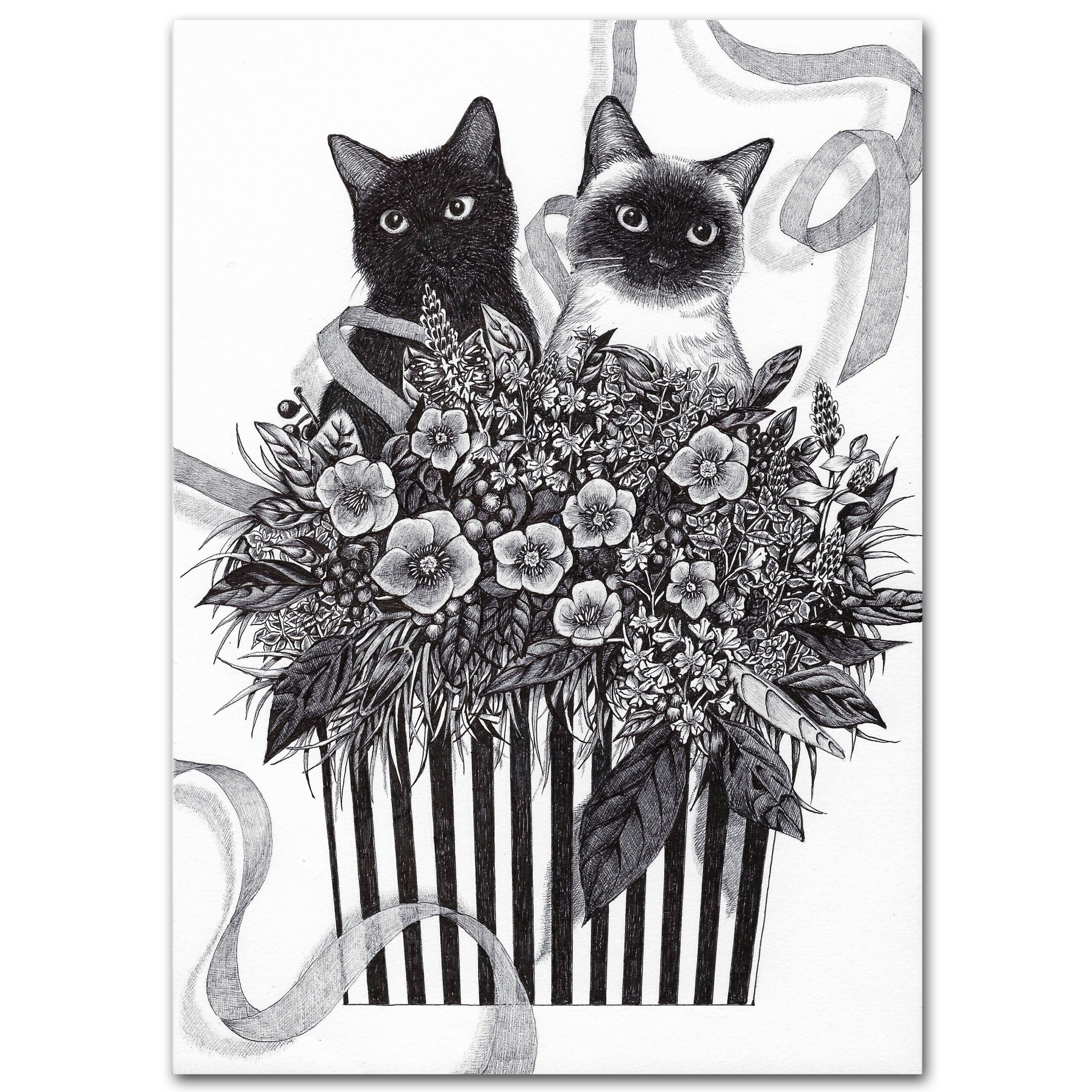 シャム猫&お花シリーズ】冬の巻 | so art animation ｜インテリア絵画