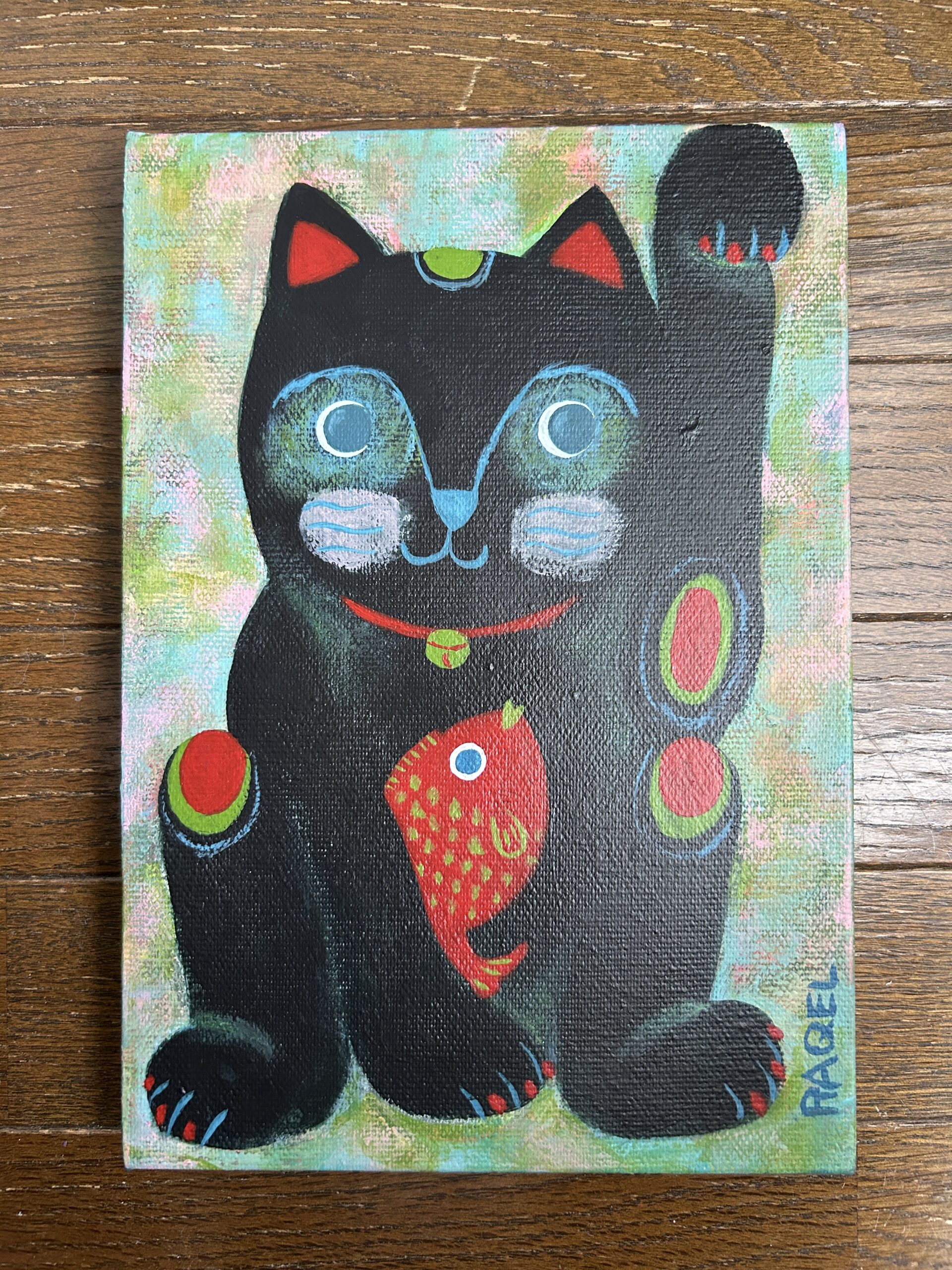 猫招き2 ブラック/lucky cat | RAQEL ｜インテリア絵画 アートの専門