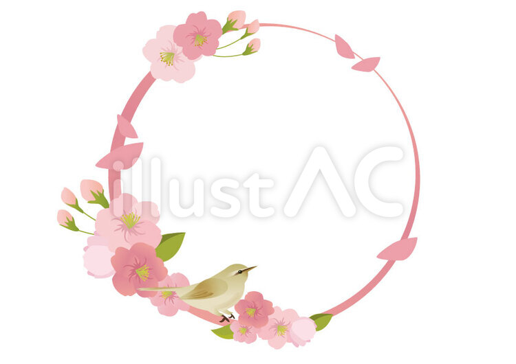 桜フレーム円イラスト - No: 373477｜無料イラスト・フリー素材なら