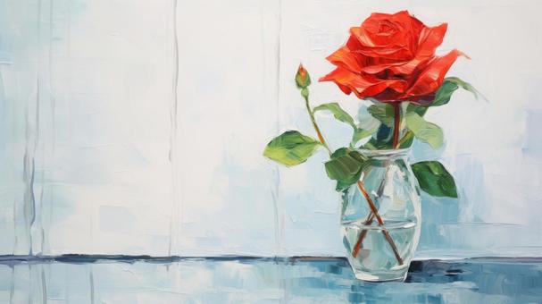 花瓶に入ったバラの油絵イラスト - No: 24269505｜無料イラスト