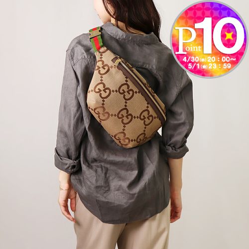 041 美品 ボディバッグ ウエストポーチ GGキャンバス xd6 美品 グッチ