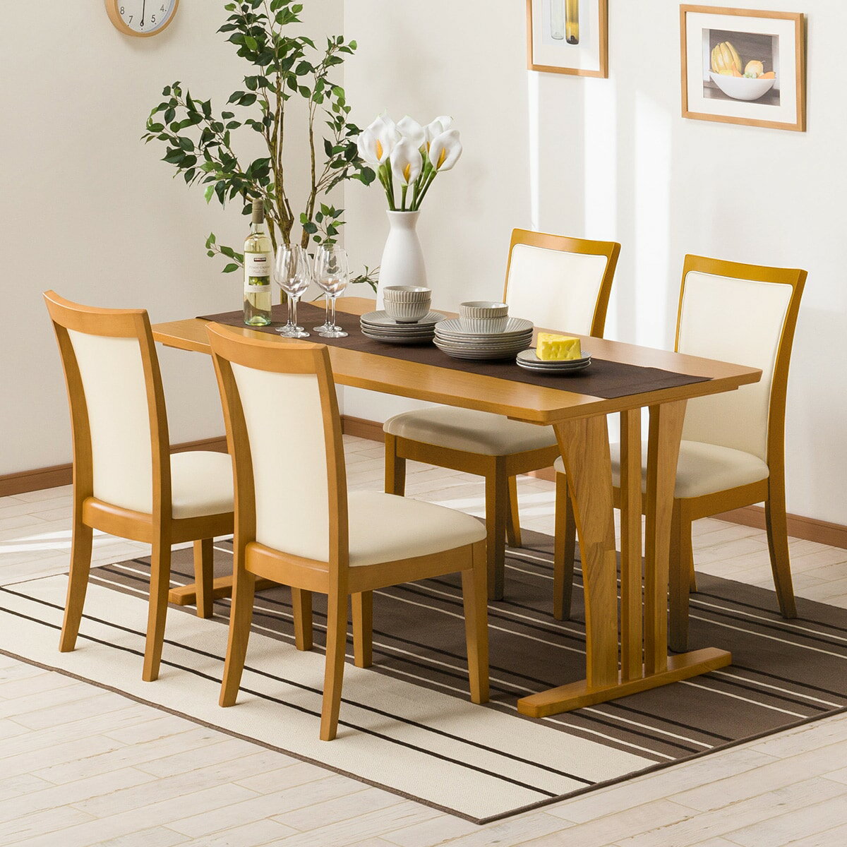 幅150cm] ダイニングテーブルセット(DTラグーンGK150LBR/DCラグーンIP