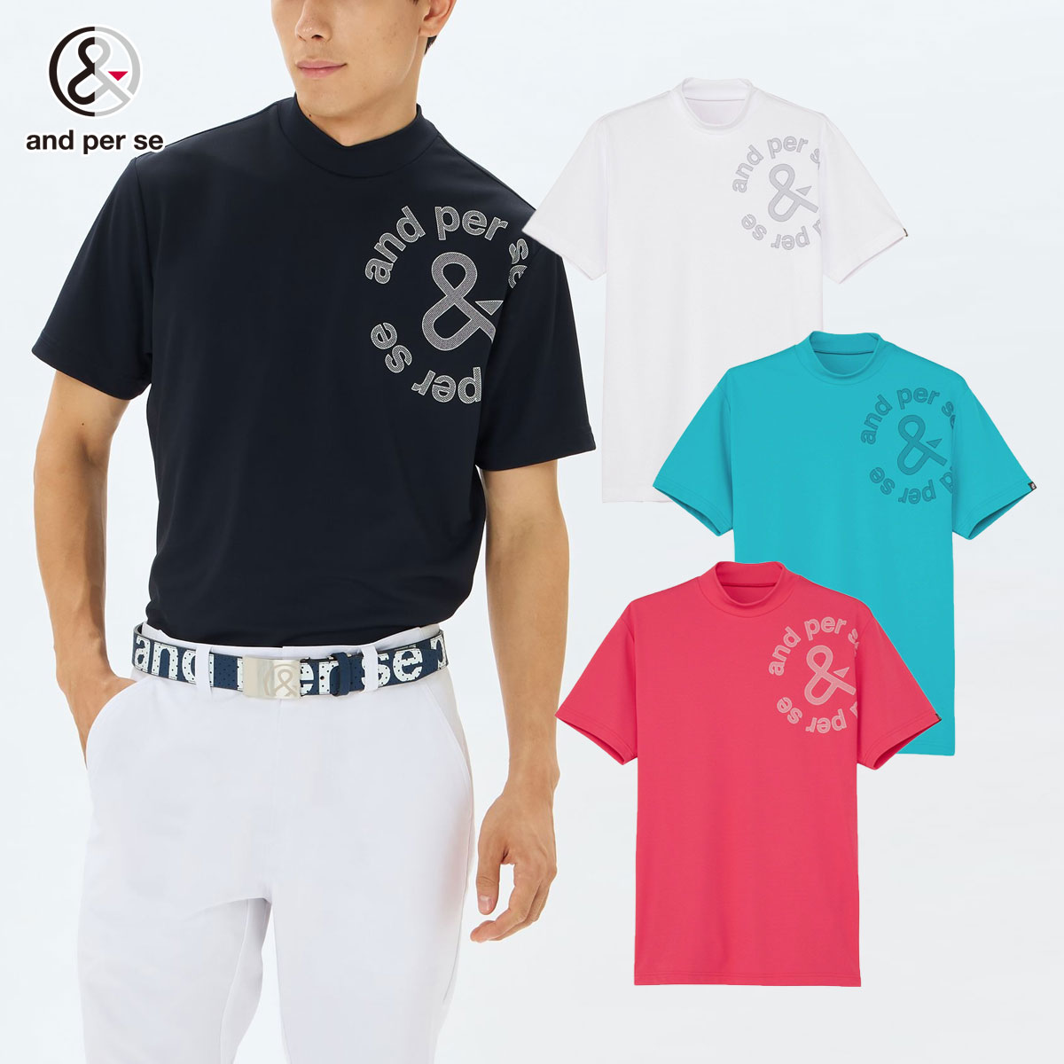 楽天市場】アンパスィ and per se 半袖モックネックシャツの通販