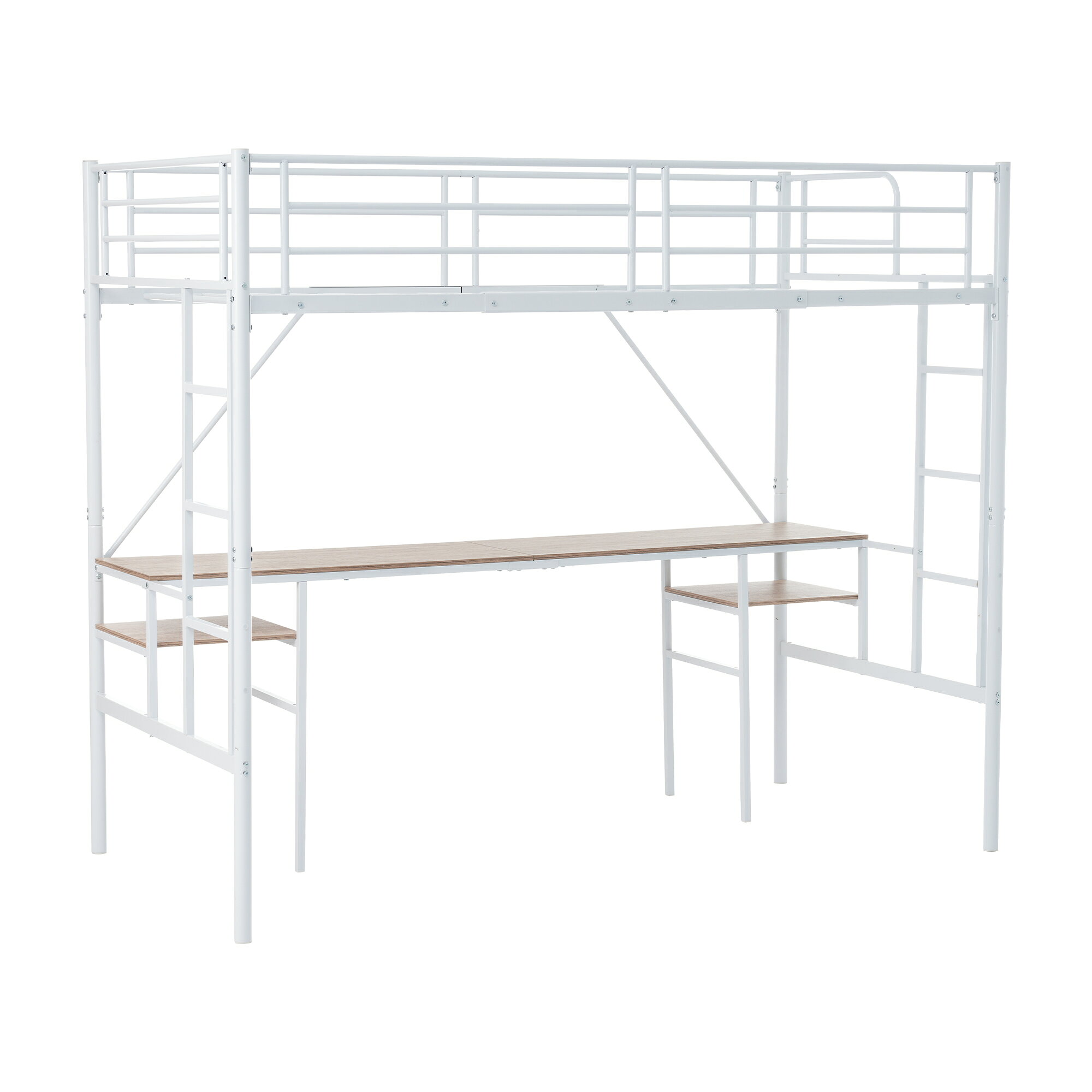 楽天市場】デスク付き ロフトベッド（カラーホワイト）の通販