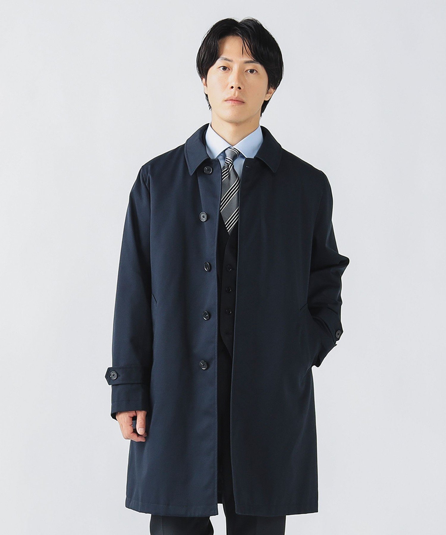 楽天市場】ステンカラーコート メンズ（カラーネイビー）の通販