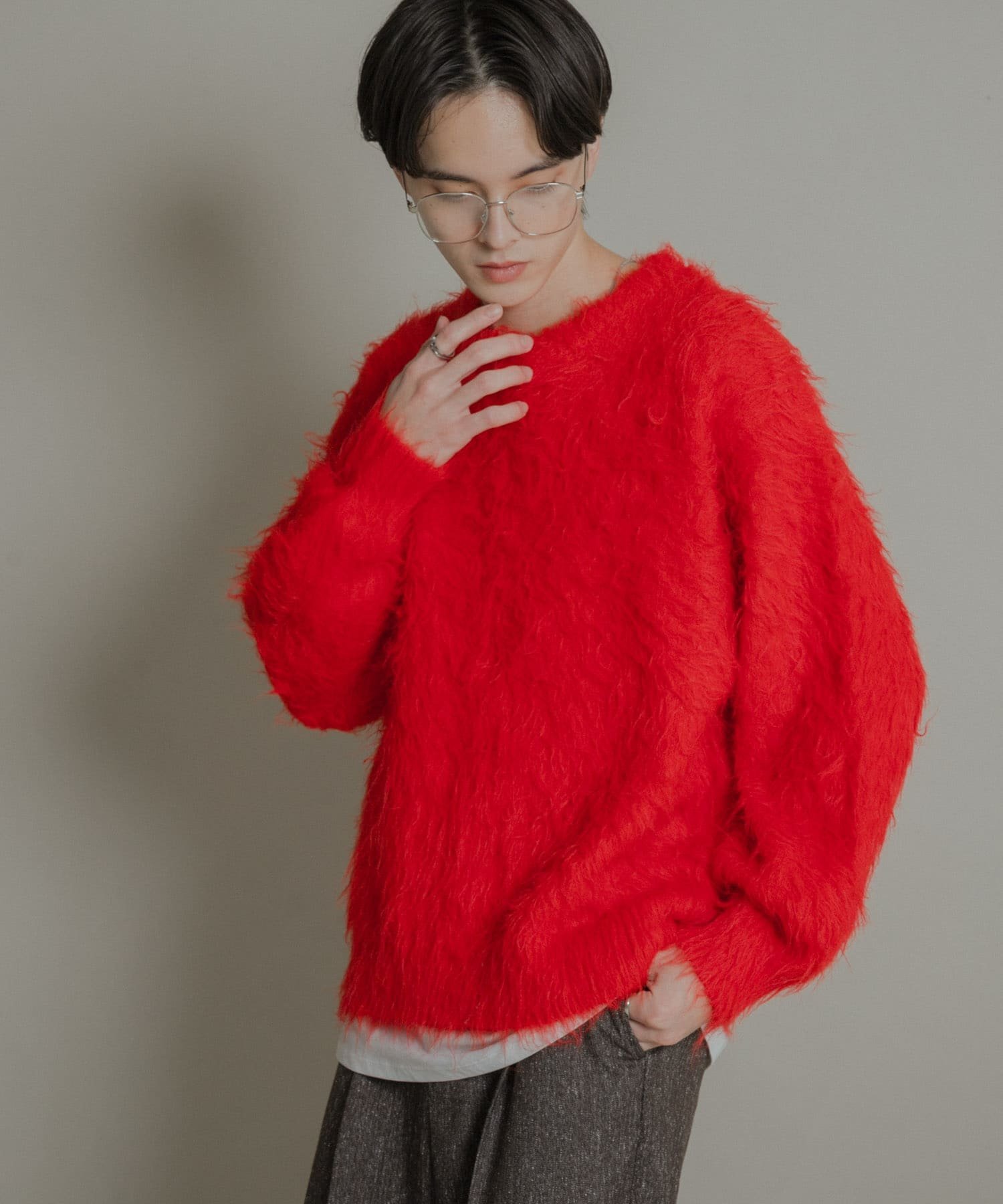 楽天市場】シャギーニット（カラーレッド）（メンズファッション）の通販