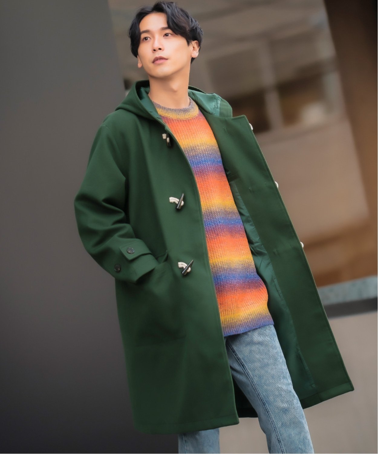 楽天市場】ダッフルコート（カラーグリーン）（メンズファッション）の通販