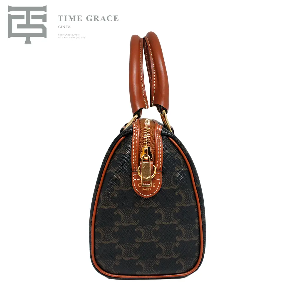 スモール ボストン/トリオンフキャンバス＆カーフスキンタン/ セリーヌ