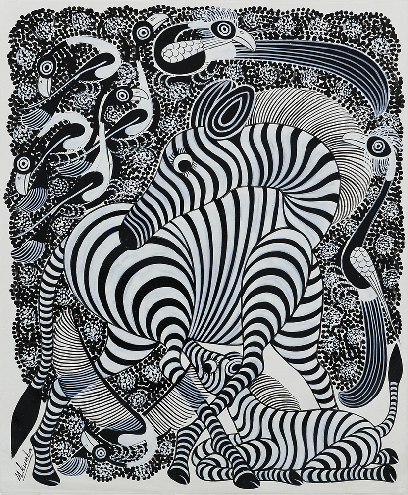 シマウマの親子/鳥 - ティンガティンガオンラインショップ