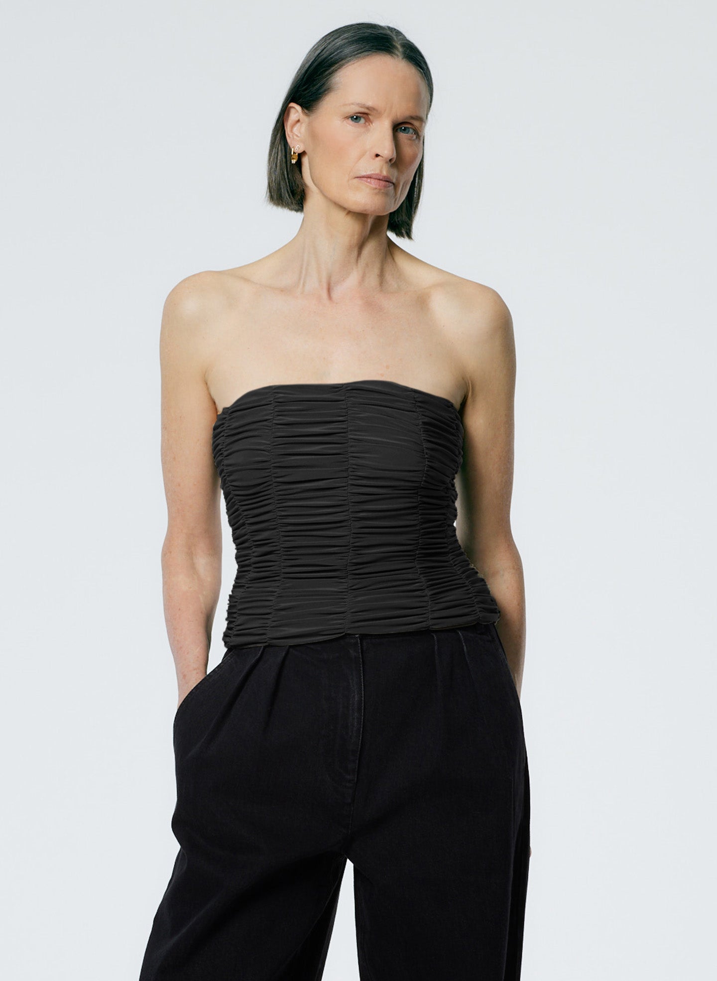 Drapey Jersey Ruched Strapless Top – Tibi Official