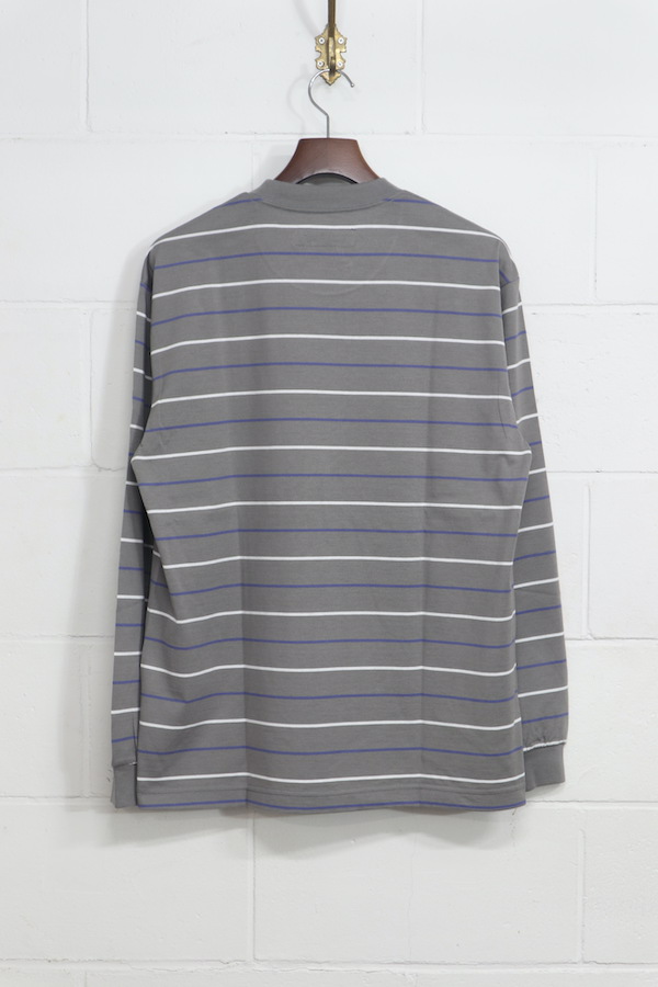 TIGHT / STRIPED CREW NECK LONG SLEEVE T-SHIRT ( TYPE-2 )（GRAY）
