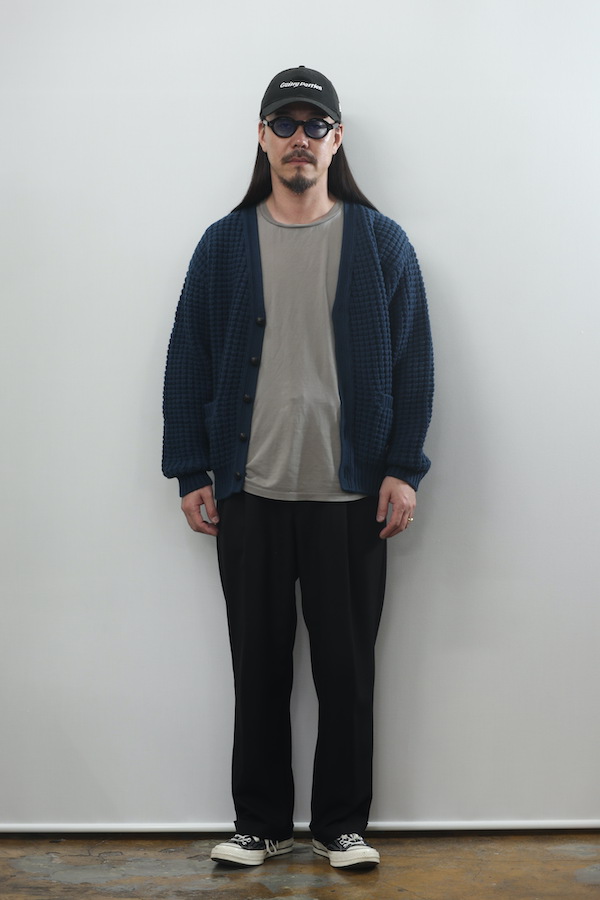 TIGHT / WAFFLE KNIT CARDIGAN（GREEN）