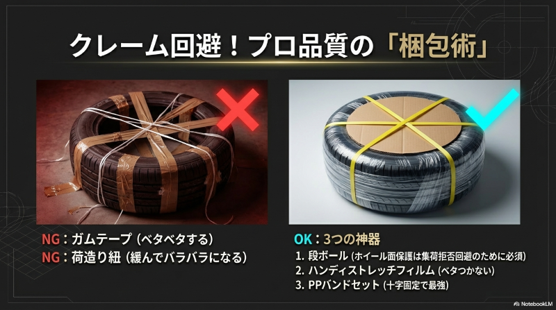 2026年】メルカリでタイヤを一番安く送る方法！送料一覧と「梱包不要