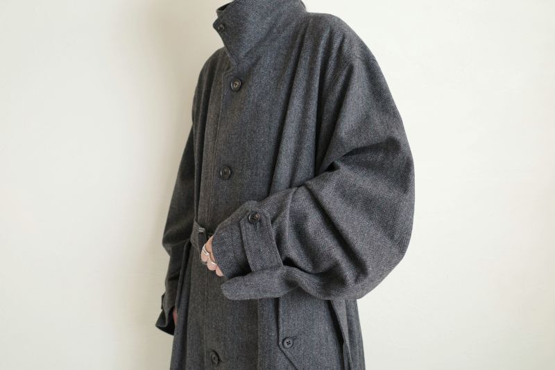 stein INVERTED PLEATS BALMACAAN COAT・HERRINGBONE - tity