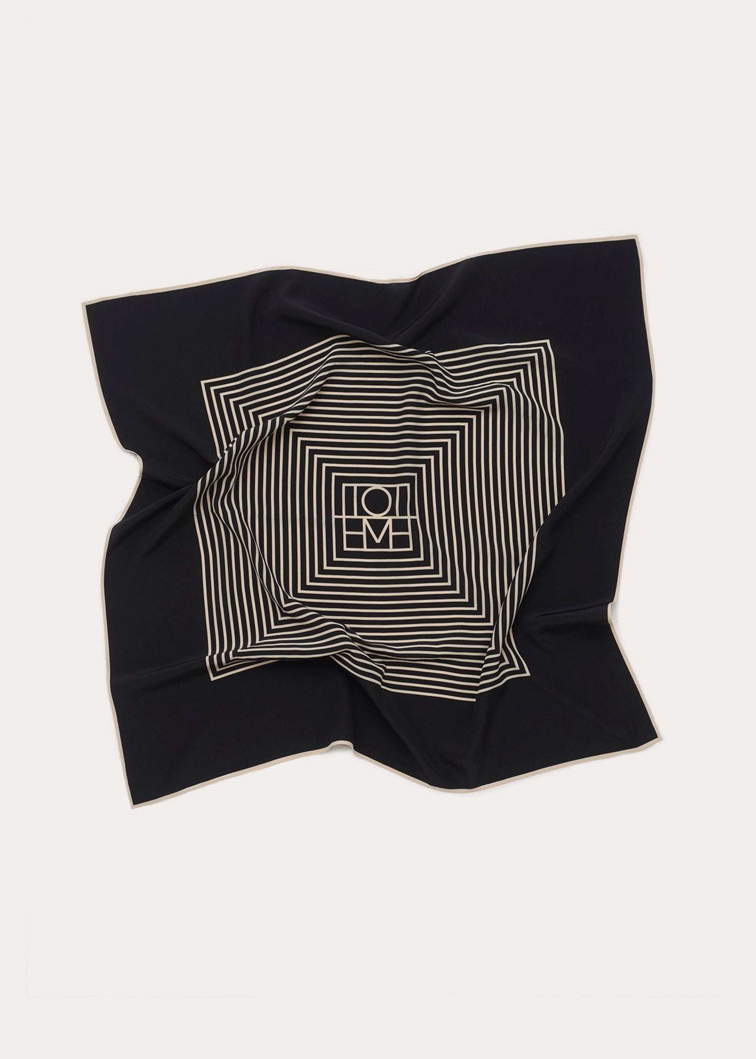 Centered monogram silk scarf black – TOTEME