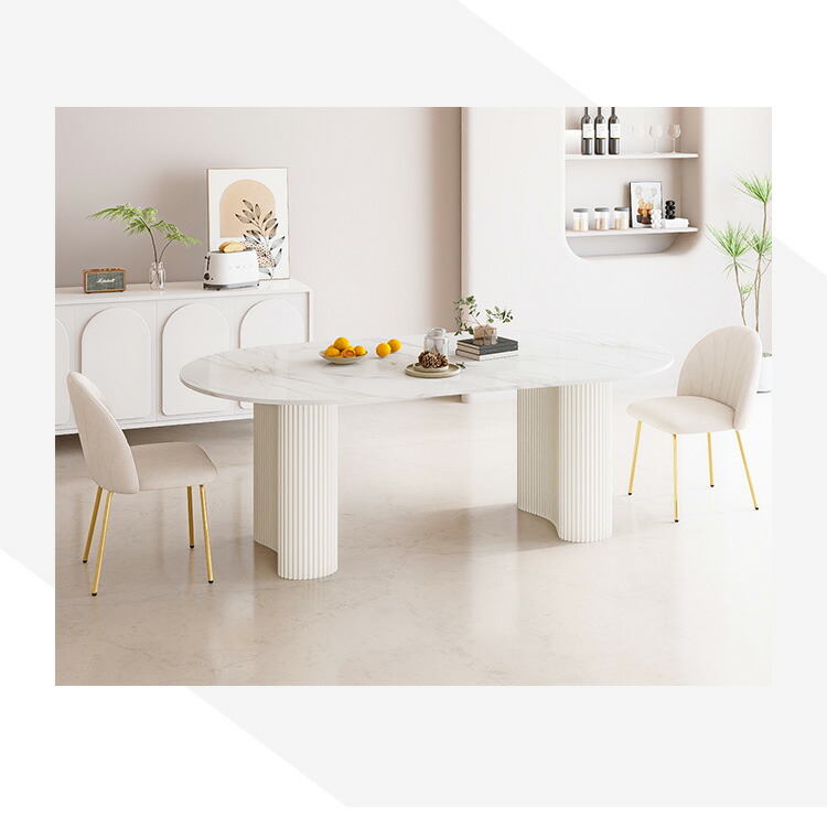 楽天市場】【3年保証】ダイニングテーブル 4人掛け 白 セラミック 楕円